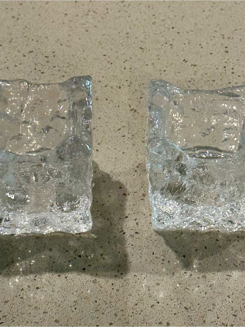 Clear Glass Ice-Style Square Decorative Votive Candle Holder- Clear